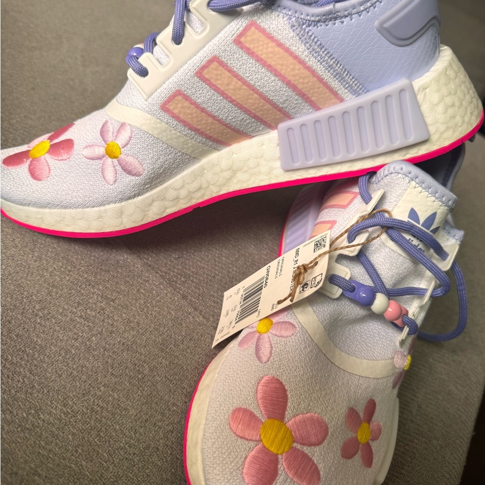 adidas Monster inc Pastel Floral Sneakers in Lavender, Pink, Yellow - Picture 4 of 7